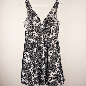 Bailey Blue Floral Printed Homecoming Dress